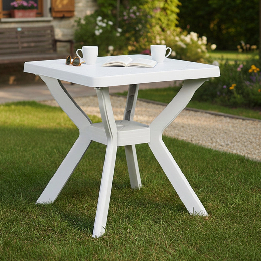 Straven, Tavolo da Esterno 4 Posti Made in Italy, 70x70x72h cm Bianco