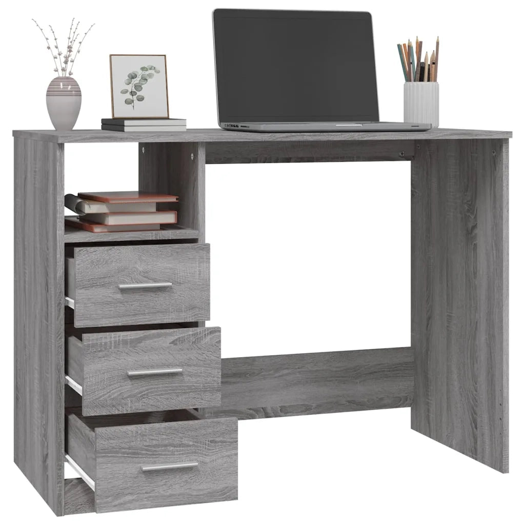Scrivania Cassetti Grigio Sonoma 102x50x76 cm Legno Multistrato 823038