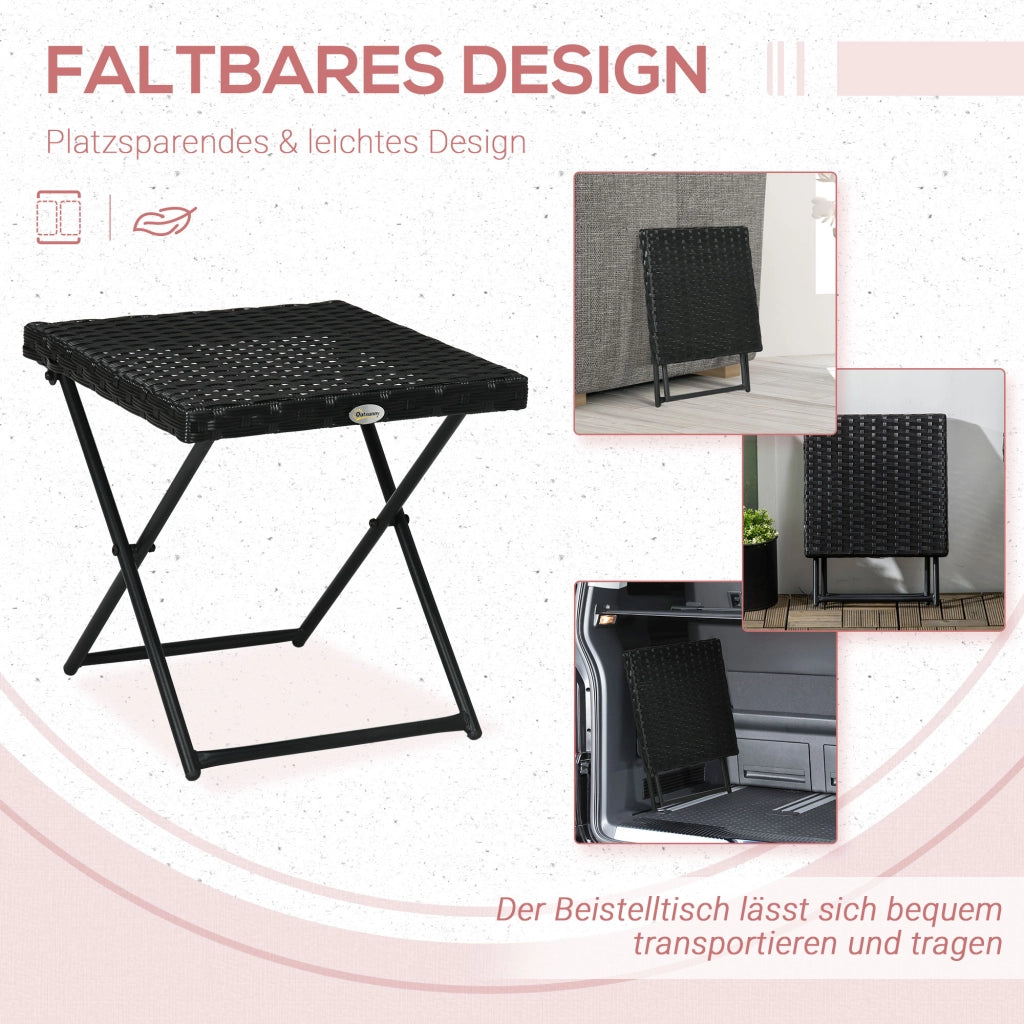 Tavolino da balcone in polyrattan, pieghevole ¨C zephmum ¨C Nero, 40x40x40 cm