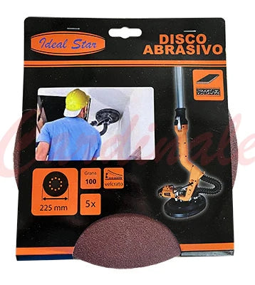 Disco abrasivo crivellato ø 225 ideal star grana 100 - 120 - 180 -240 - 5 pezzi - 100