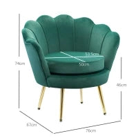 Poltrona Vintage di Design in Velluto Verde Poltroncina da Camera