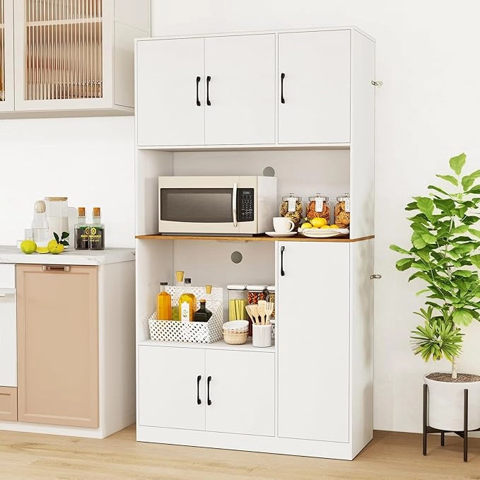 Armadio da cucina con stazione di ricarica, armadietto a buffet con prese e porte di tipo C e USB, da cucina a buffet alto con scomparto per microonde, armadietto da cucina, multiuso, 100 x 40
