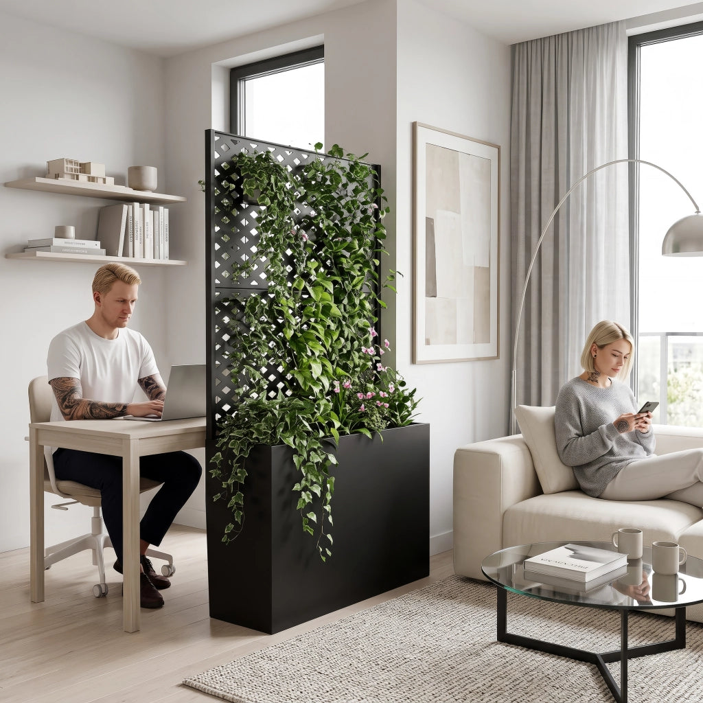 Fioriera Alta con Spalliera Malja in Acciaio 146 x 83 x 31 cm - Nero casa.pro