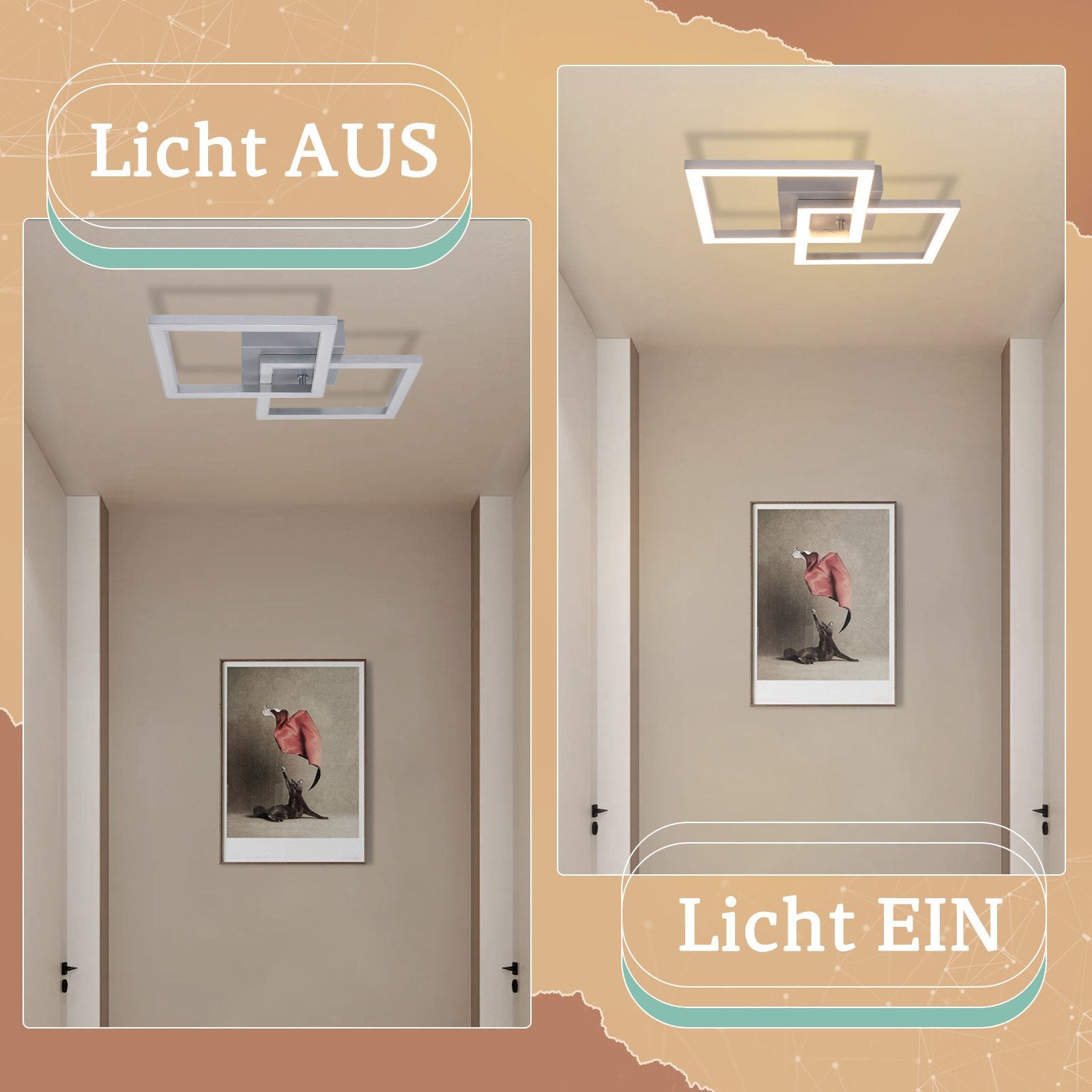 ZMH Lampada da soffitto plafoniera LED moderna argento 24W per camera letto interni