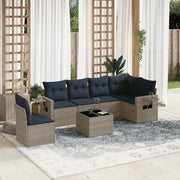 Set Divani da Giardino 7 pz con Cuscini Grigio in Polyrattan 3220240