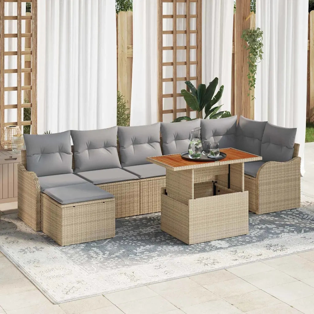 Set Divano da Giardino con cuscino 8 pcs beige e grigio chiaro 3349489
