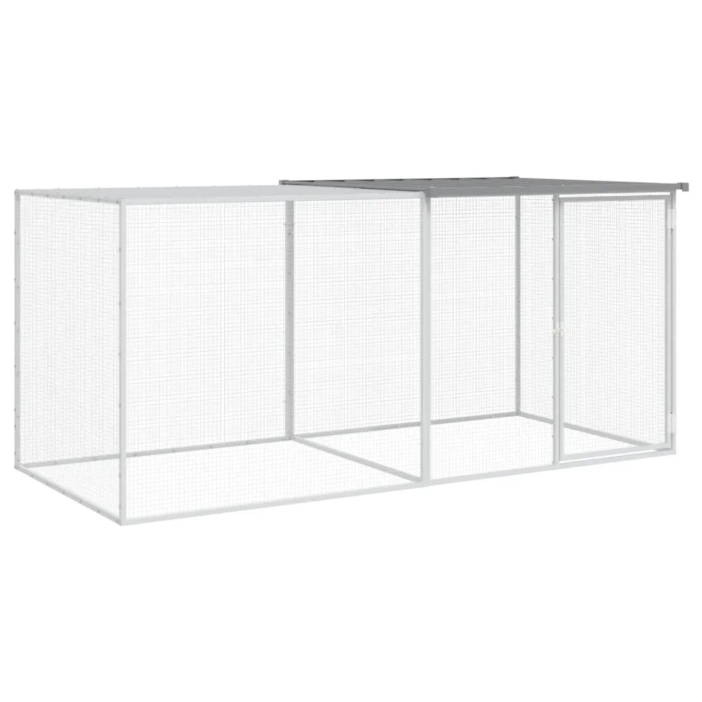 Gabbia Polli Tetto Grigio Chiaro 203x98x90 cm Acciaio Zincato