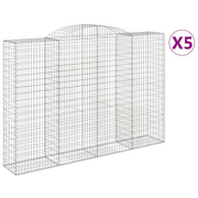 Cestini gabbioni recinzione a gabbia muro di contenimento ad arco 5 pezzi 300 x 50 x 200/220 cm ferro zincato argento 02_0040916