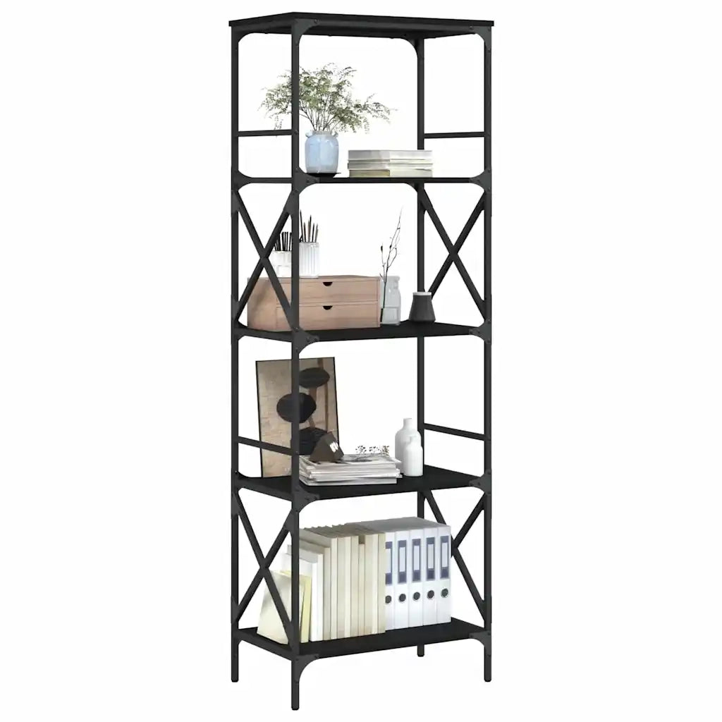 Libreria a 5 Ripiani Nera 59x35x171 cm in Legno Multistratocod mxl 108566