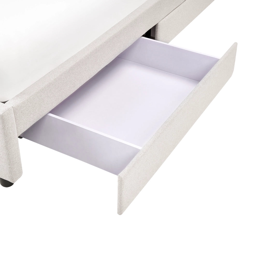 Letto matrimoniale in Tessuto beige chiaro con Cassetti 180 x 200 cm Design tradizionale