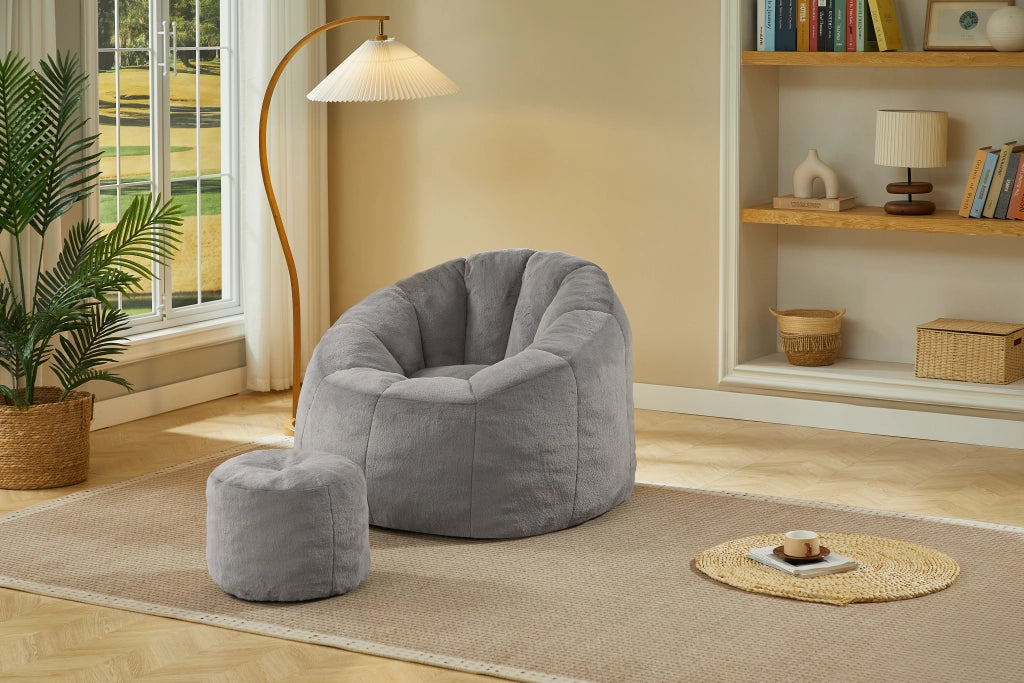 POLTRONA Sacco a Fiore con Poggiapiedi 105x105x70 cm Grigio