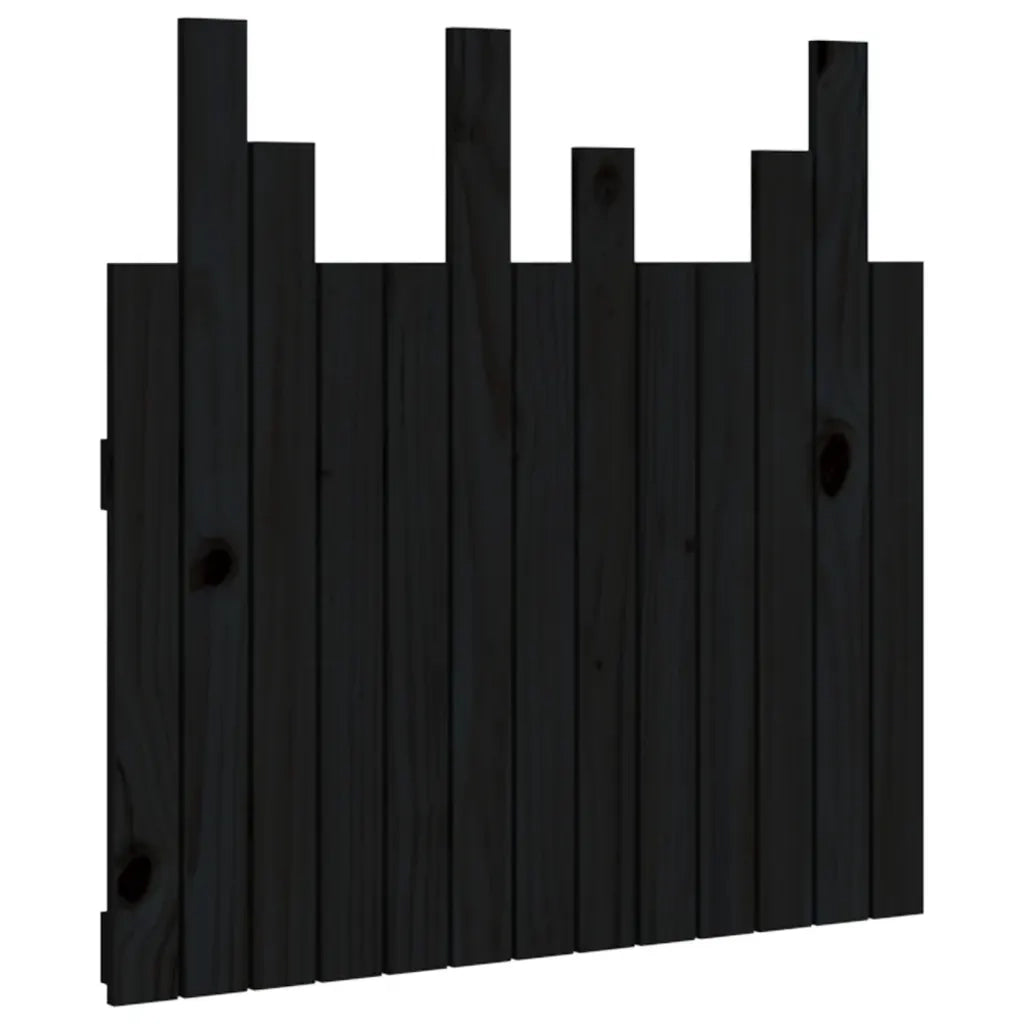 Testiera da Parete Nera 82,5x3x80 cm in Legno Massello di Pino cod mxl 53154
