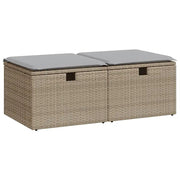 Set Divano da Giardino 2 pz | Set Salotto da Giardino con Cuscini Beige Polyrattan Acacia