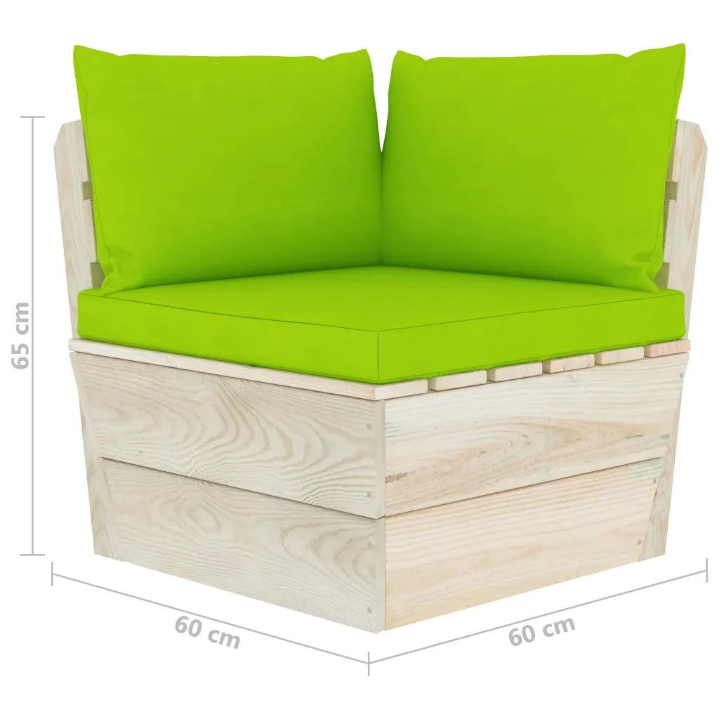 Divano Angolare da Giardino su Pallet e Cuscini Legno di Abete 3063359