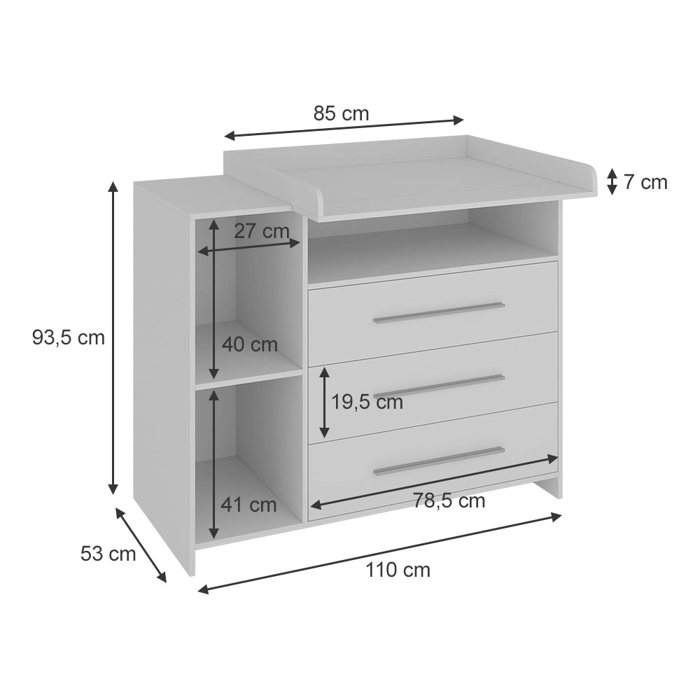 Vicco Fasciatoio Bianco 110 x 93.5 cm con fasciatoio