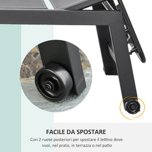 Lettino Prendisole da Giardino 169x65x102 cm  UV Nero e Grigio