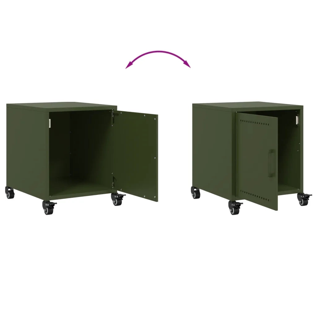 vidaXL Comodino Verde Oliva 36x39x43,5 cm in Acciaio