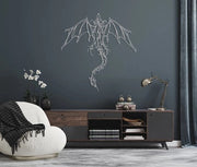 Decorazione metallica da parete drago argento 60 x 58 cm