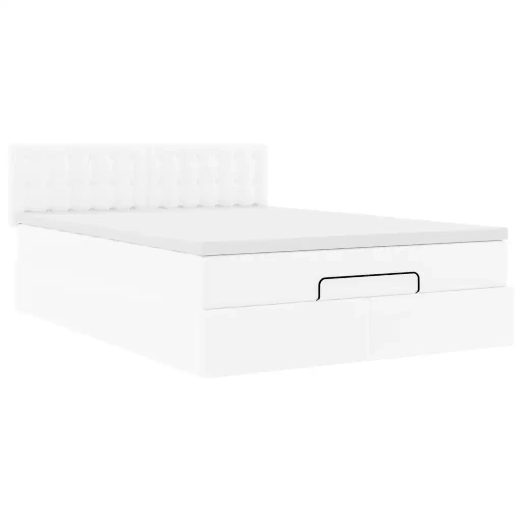 vidaXL Pouf Letto con Materassi e LED Bianco Puro 140x190cm Similpelle