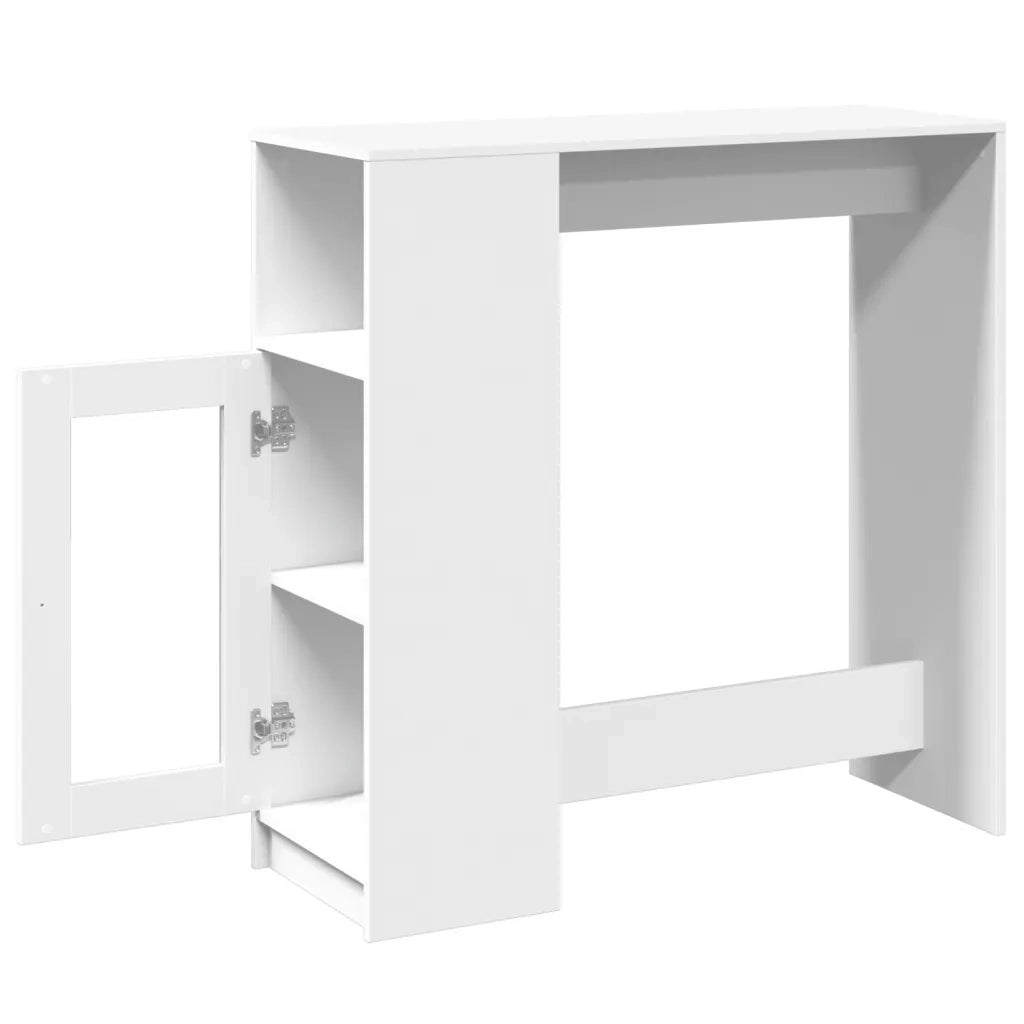 Tavolo Bar con Rastrelliera Bianco 101x40x103,5 cm Multistrato
