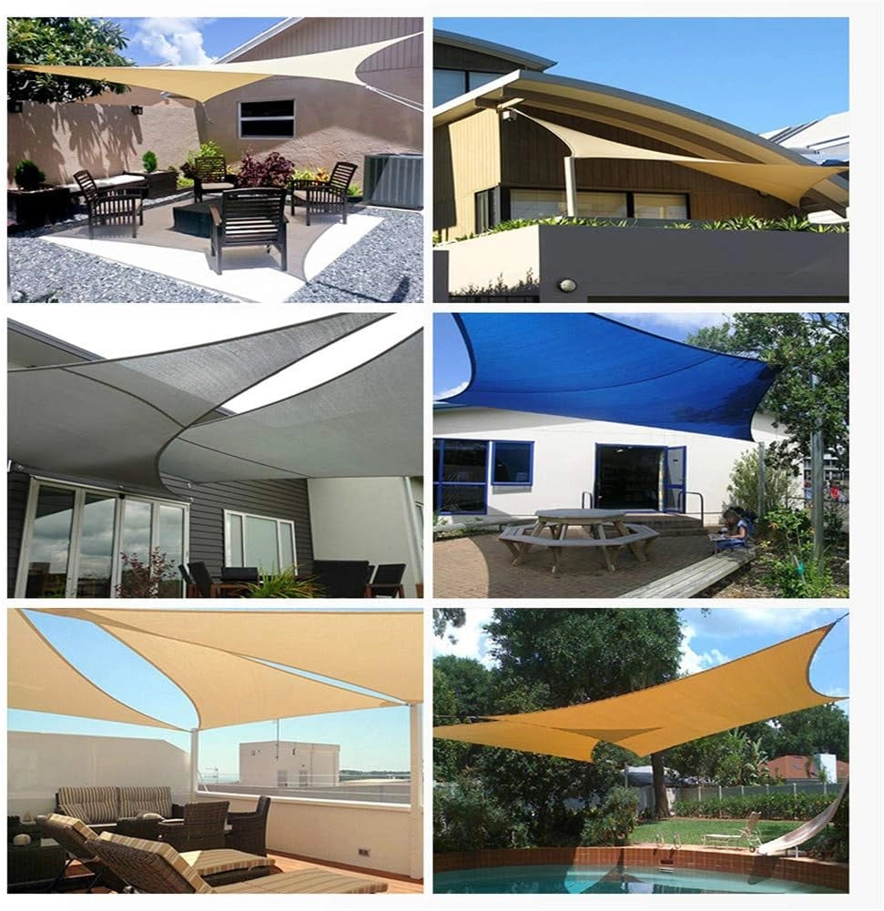 Vele Parasole Telo da Sole in HDPE Protezione Solare Respirante Anti UV Garden Backyard Terrace Pool Party Speciale Triangolo Esterno Rettangolare (5 * 5M,Blue)