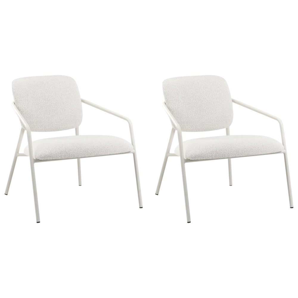 Set di 2 poltrone in tessuto bianco sporco Gambe in metallo con braccioli Soggiorno moderno