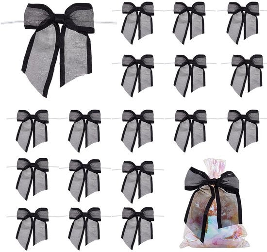Strisce di Organza - 30 pezzi - Strisce con bordo finito - Strisce nere - Decorative - 12,7 cm con bordo di seta - Strisce decorative