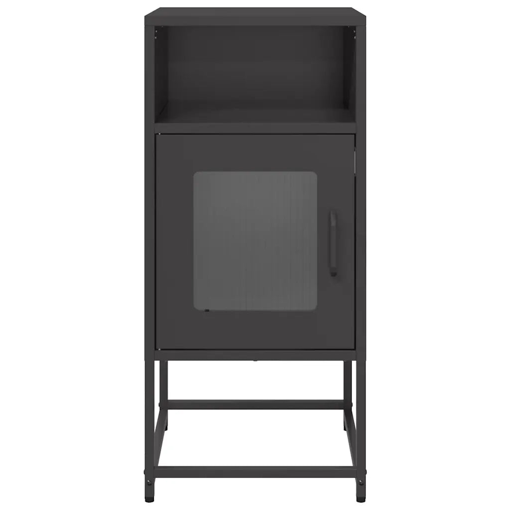 Comodino-Tavolino da notte Nero 36x39x78 cm in Acciaio Laminato a Freddo