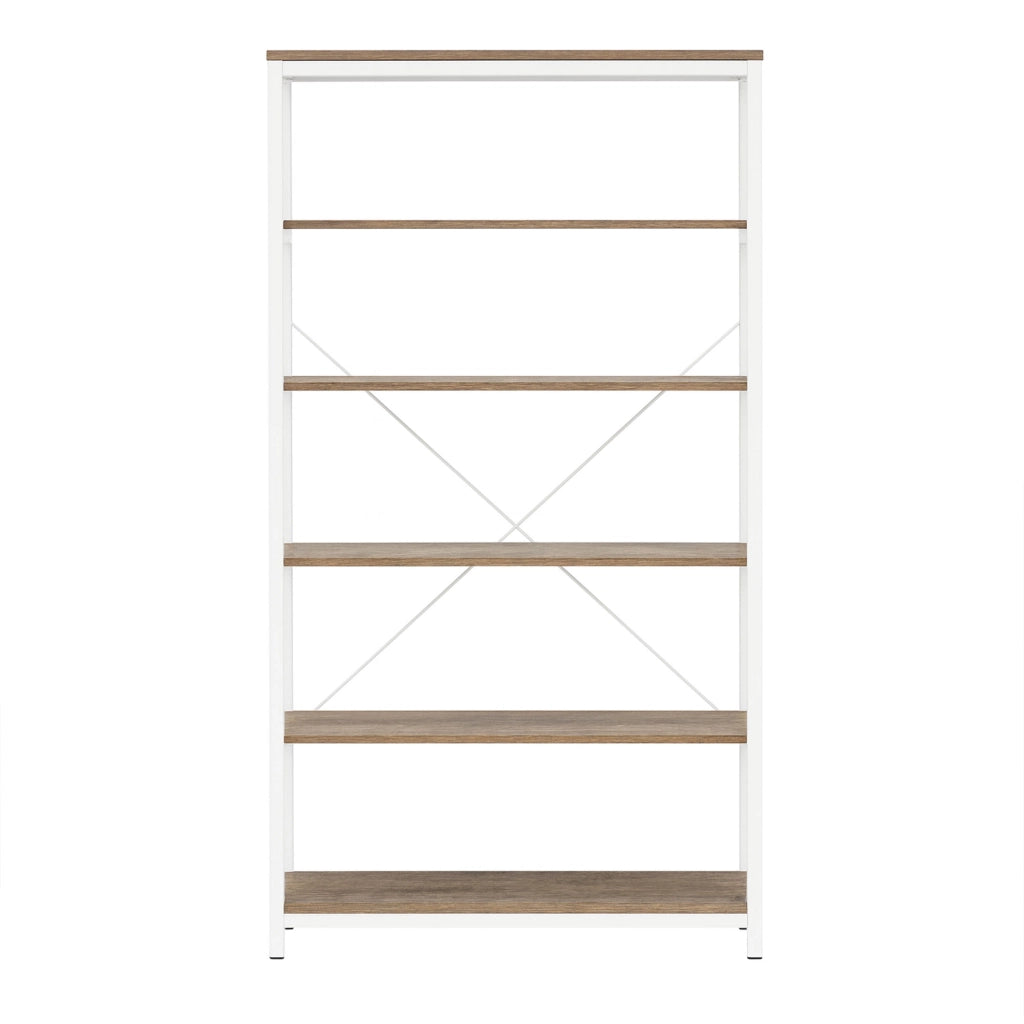 Ganbaru - Libreria scaffale a 6 ripiani 80x30xH180 cm in stile industrial oak