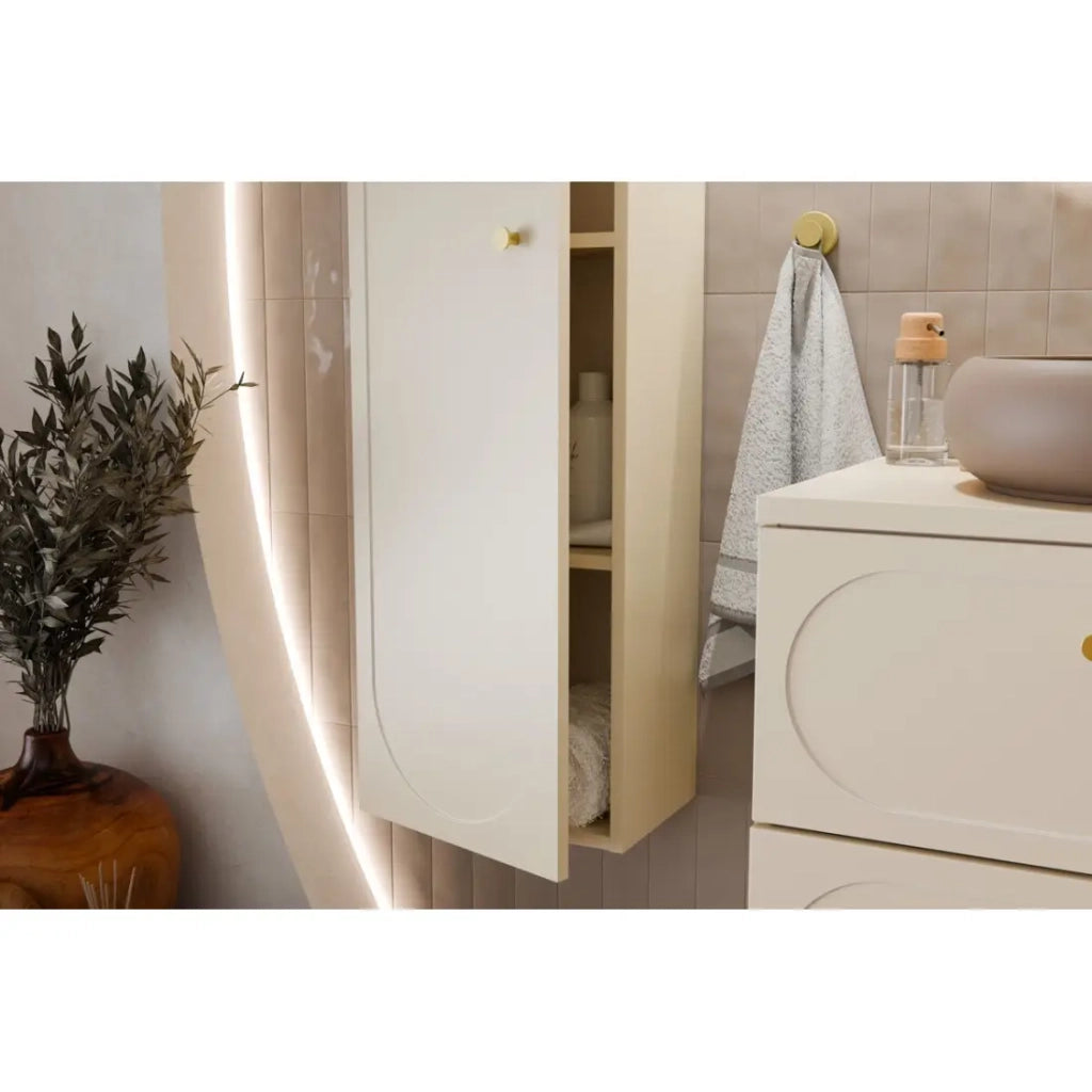 Set TORNADO beige: mobile sotto lavabo 80cm + piano per lavabo + colonna di stoccaggio