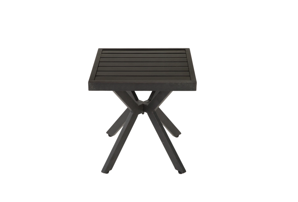 Tavolino laterale 45x45x47 cm; resistente a ruggine e intemperie; alluminio; marrone scuro
