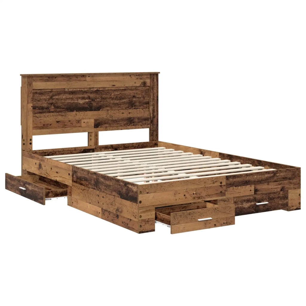 Struttura del letto con cassetto con testiera-Letto con Cassetti e Testiera Legno multistrato 278302