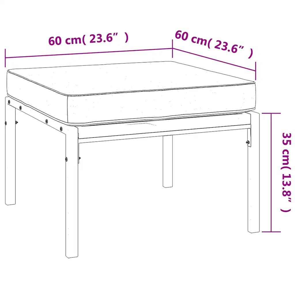 Sedia da giardino-Poggiapiedi Giardino con Cuscini Sabbia 2pz 60x60x35 cm Acciaio