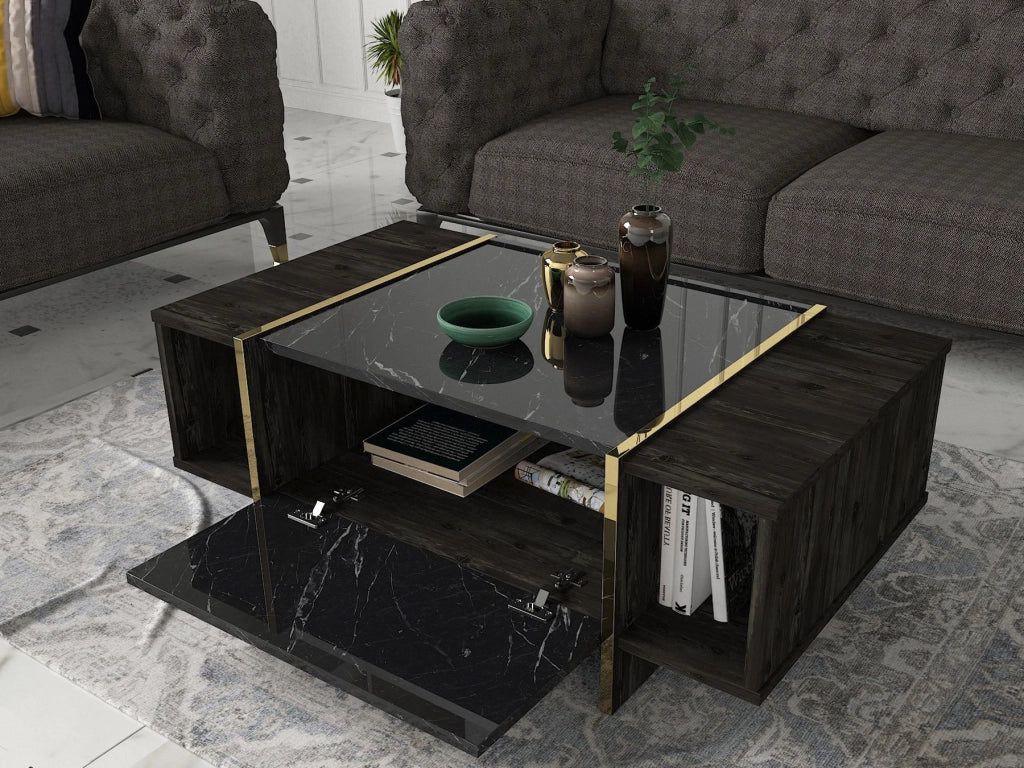 Tavolino in legno "Veyron" - 103 x 60 x 37 cm - BlackGold