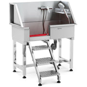 Stazione di lavaggio per cani in acciaio inox fino a 60 kg con gradini in acciaio inox 14_0009948