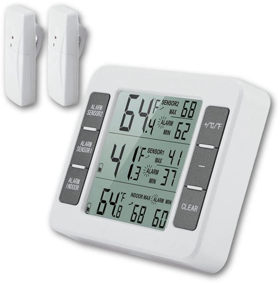 Termometro di temperatura per frigorifero digitale - formato compattibile - 2 sensori - allarme acustico - compatibile per uso domestico e horeca - codice prodotto...