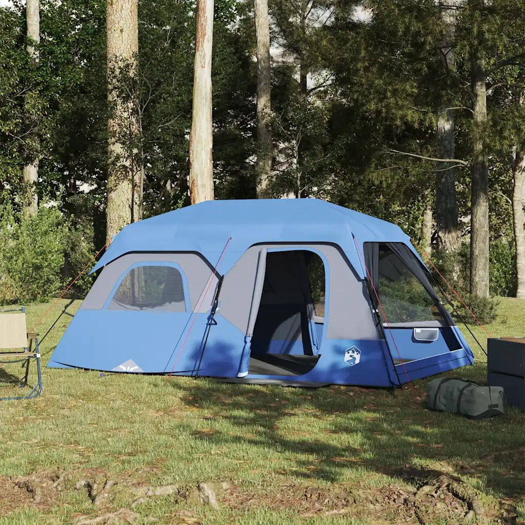 Tenda Campeggio 9 Persone-Tenda per Escursionismo Blu Rilascio Rapido Impermeabile