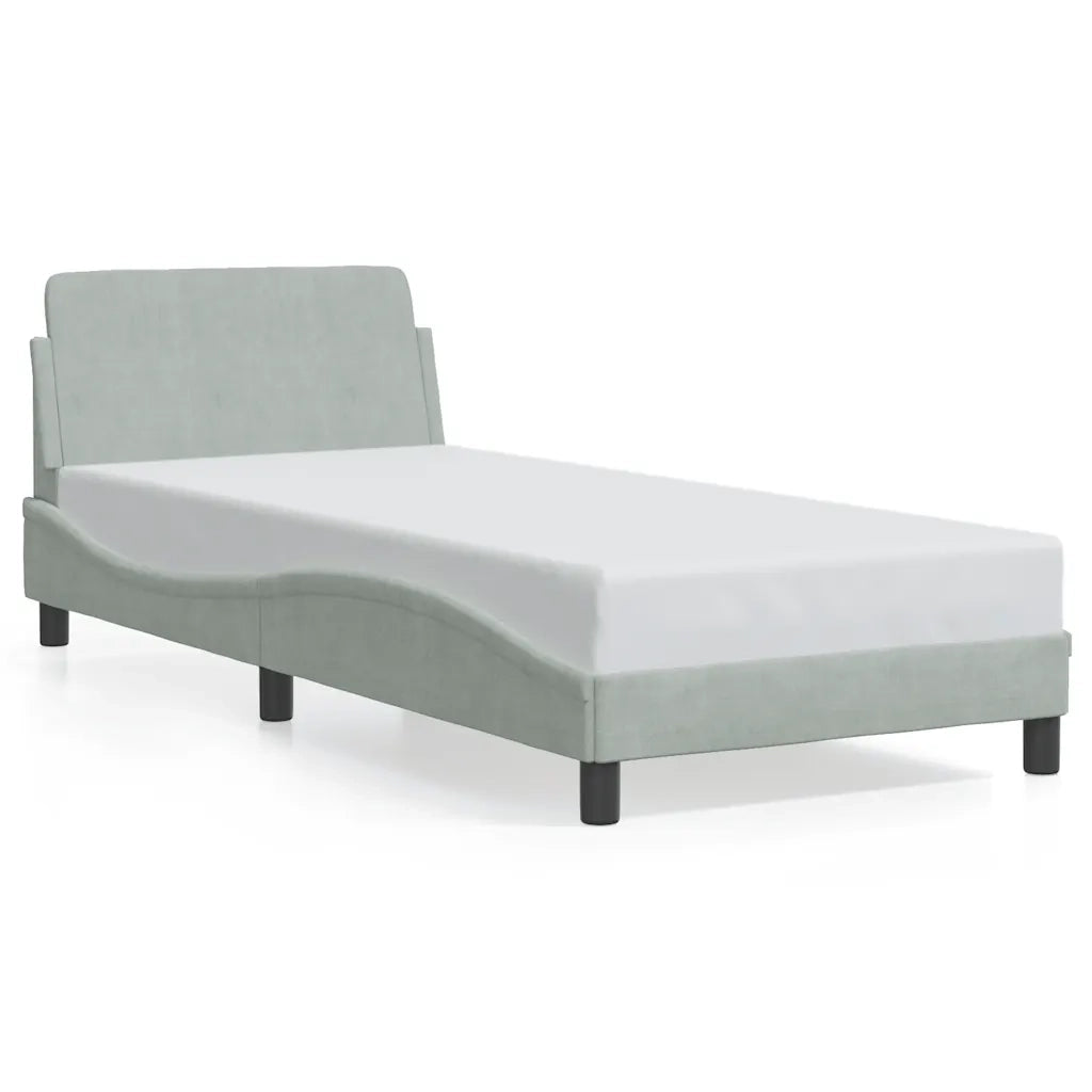 Letto singolo | Letto per adulti | Giroletto Dover Grigio Chiaro 80x200 cm Velluto