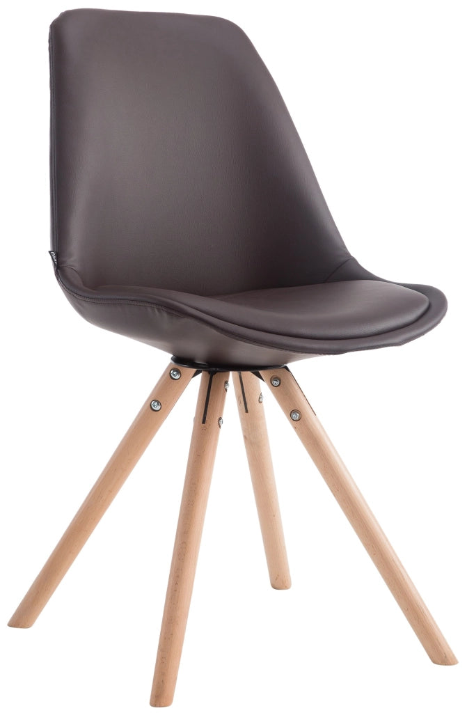 Sedia visitatore Laval in similpelle gambe tonde natura,marrone