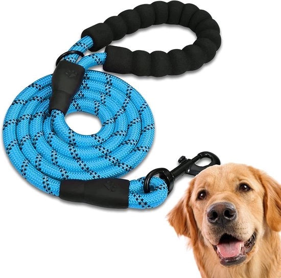 Riem per cani - 1,5 m - Riem per addestramento cani - Maniglia morbida - Corda per cuccioli e piccoli, medi e grandi cani - Riem per cani riflettente - Riem rotonda, esplosione sicura di corda per cani - Riem con maniglia di gomma schiuma