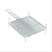 Trade Shop - Graticola Bombata Per Barbecue Griglia In Acciaio Con Piedini Manico 27 X 27 Cm 009927a -