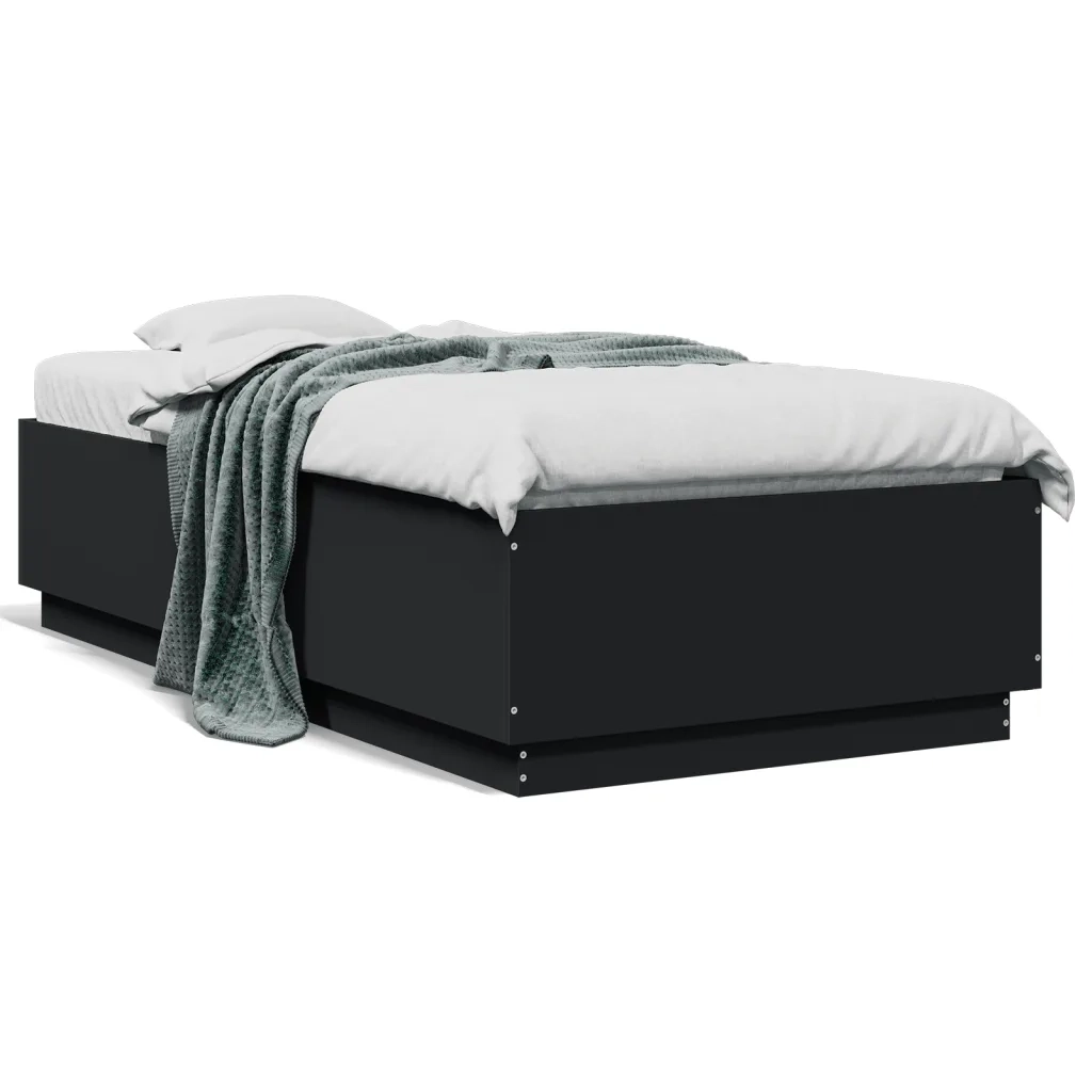 Giroletto con Luci LED Nero 90x190 cm in Legno Multistrato 3209661