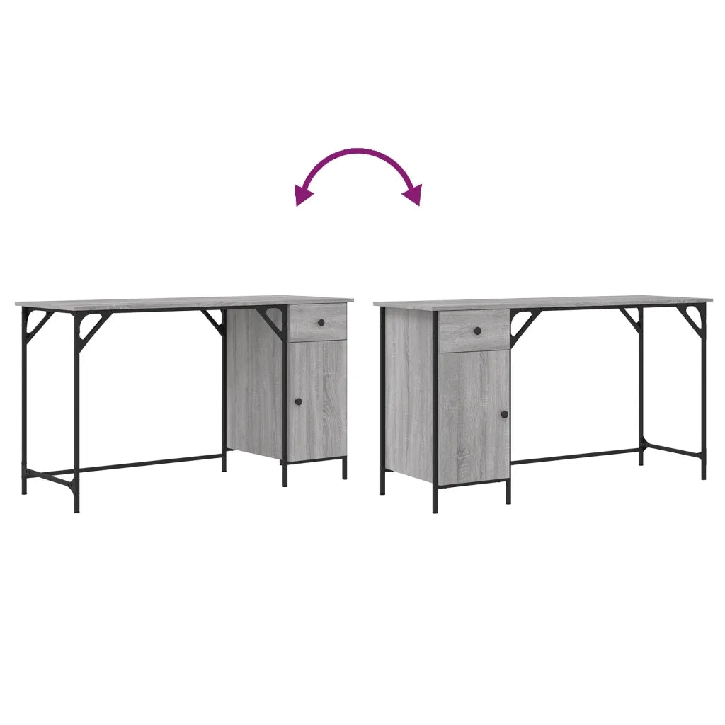 Scrivania | Tavolo da Ufficio Computer Grigio Sonoma 131x48x75 cm Legno Multistrato