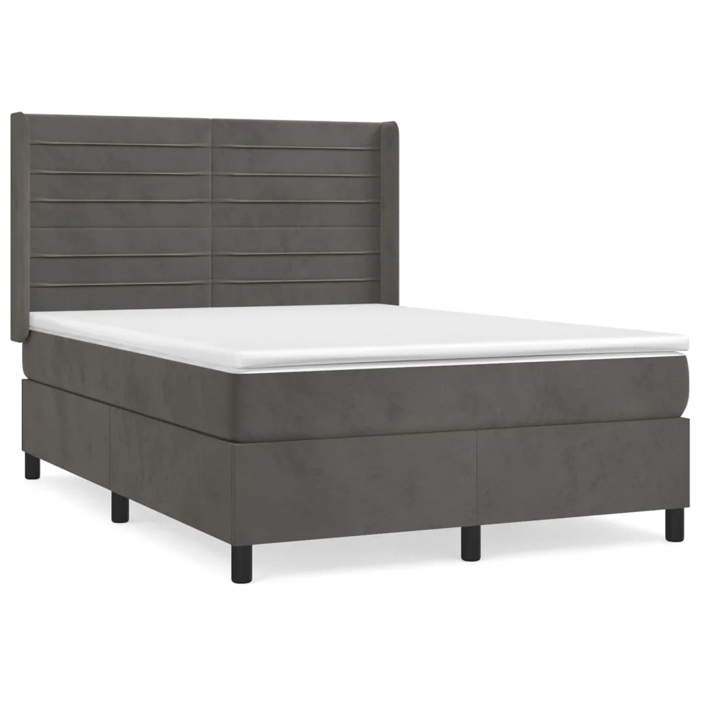 Giroletto a Molle con Materasso Grigio Scuro 140x200 cm Velluto 3132742