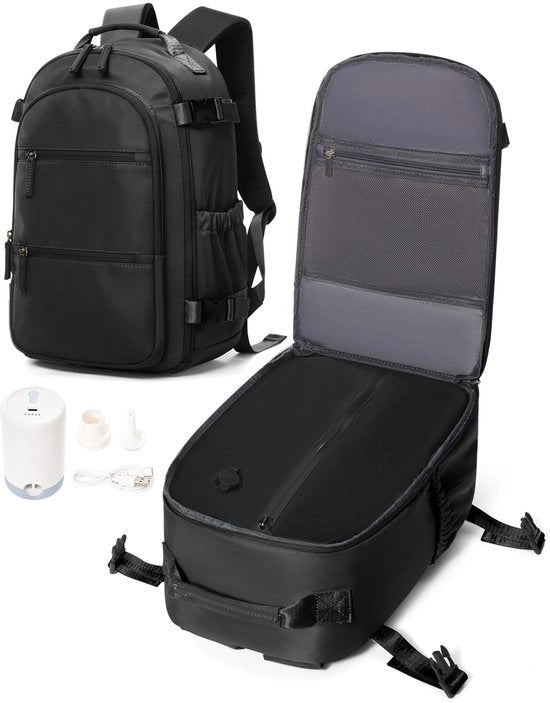Borsa a Vapore per Bagaglio a Mano con Sistema di Vapore, Borsa per Viaggi Bagaglio a Mano per Aereo con Vapore per Uomo e Donna, Borsa a Vapore con Airbag 40×20×25 cm con Pompino, Nero