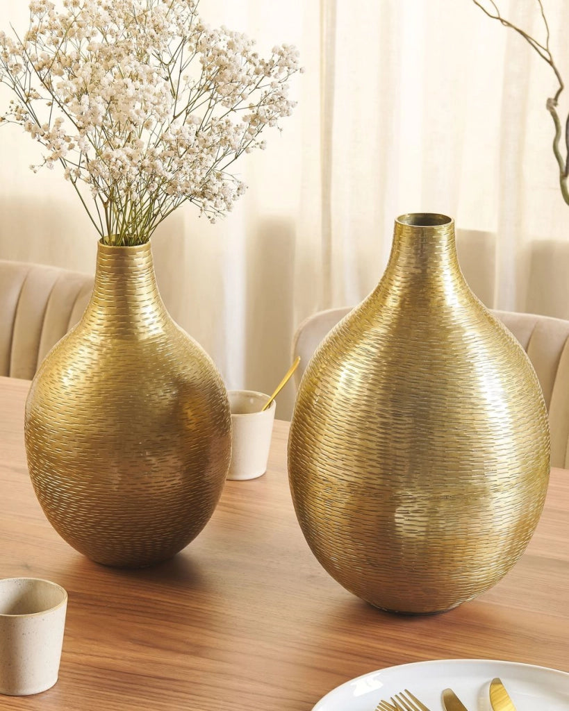 Set di 2 vasi da fiori in alluminio dorato decorativo fatto a mano vaso moderno per interni