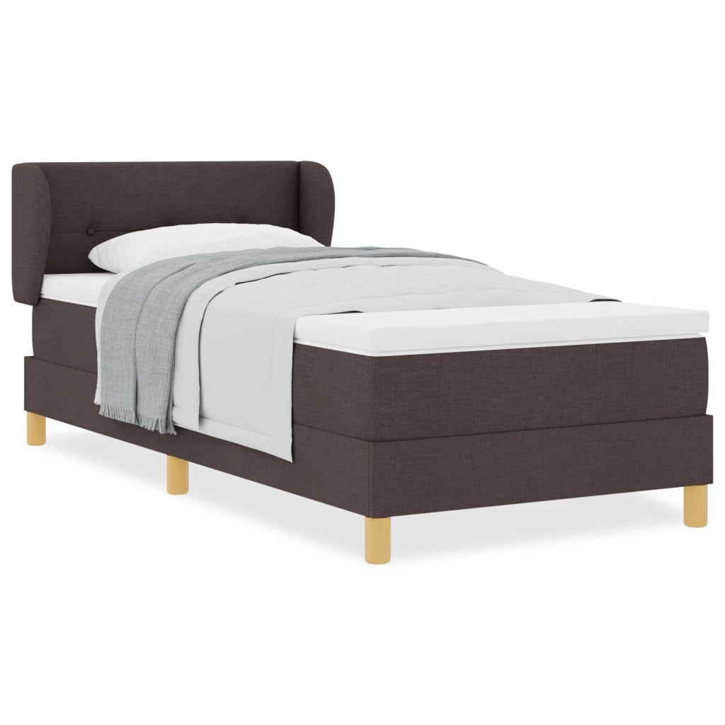 Letto Box Spring con Materasso in Marrone Scuro, 90x200 cm, Tessuto