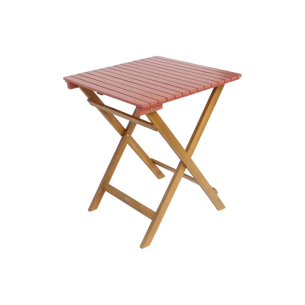 Set tavolo da giardino in legno di acacia con 2 sedie pieghevoli,
