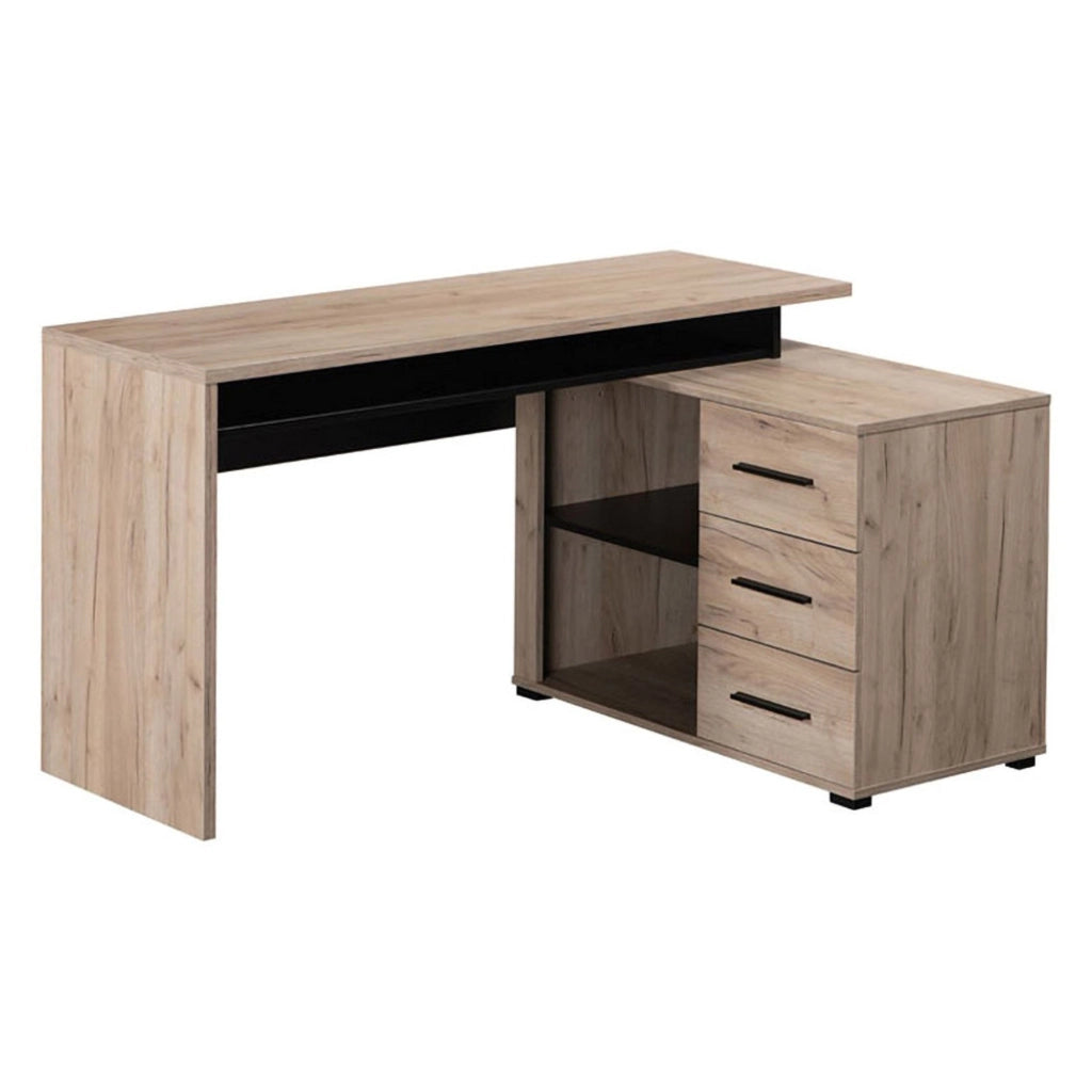 Sapri, Scrivania Angolare, 137.5x101.5x75h cm Marrone Rovere Scuro