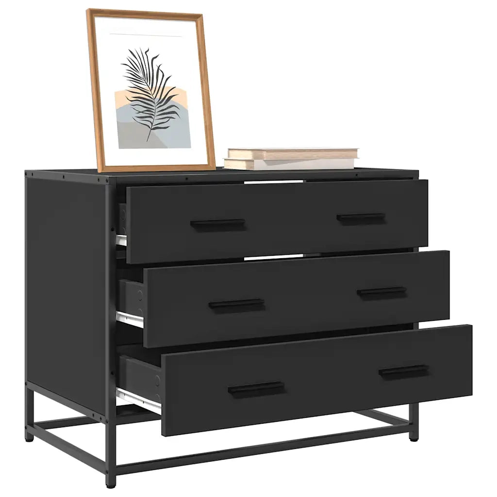 Cassettiera Nera 70x41x56 cm in Legno Multistrato 849074